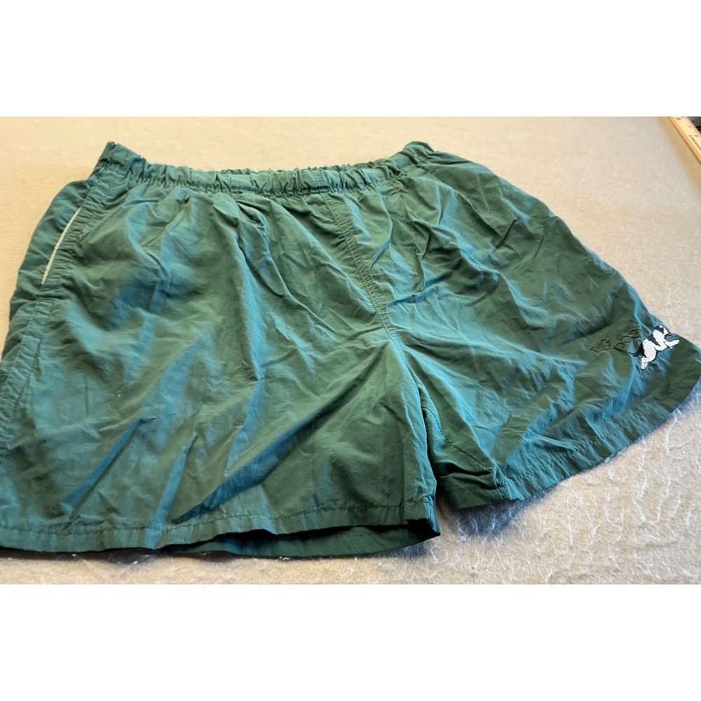 Big‎ Dogs Vintage 90s Swim Trunks Embroidered Logo Teal Green Mens XL Casual